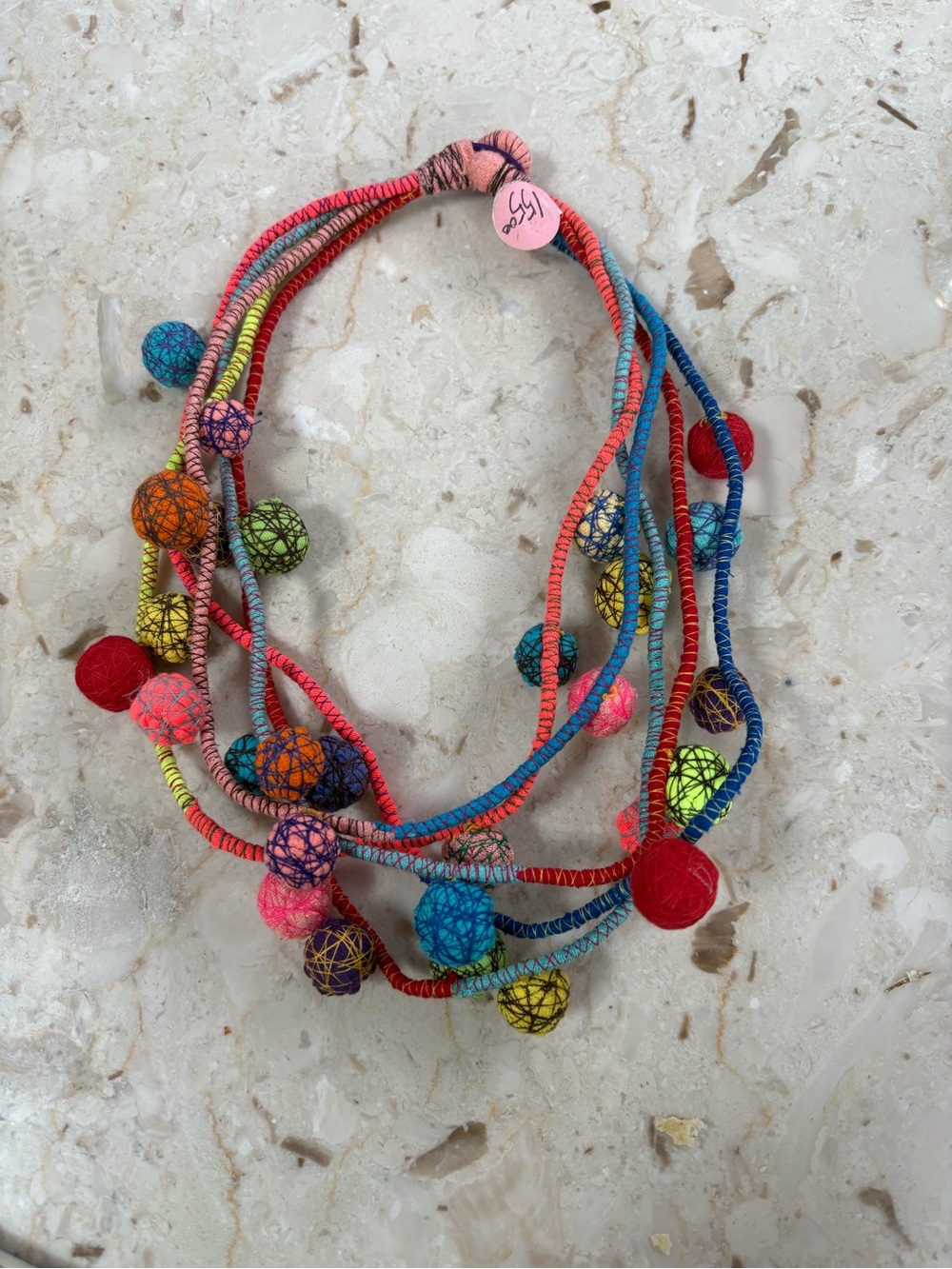 Colorful Multicolor Pom-Pom Wrap Necklace for Women